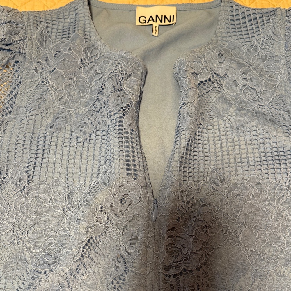 Ganni Blue Lace Midi Dress - Picture 5 of 8